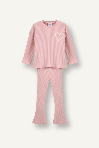 Heart Patterned Ribbed Camisole 2-Piece Set for Baby Girl G9202A526Sp