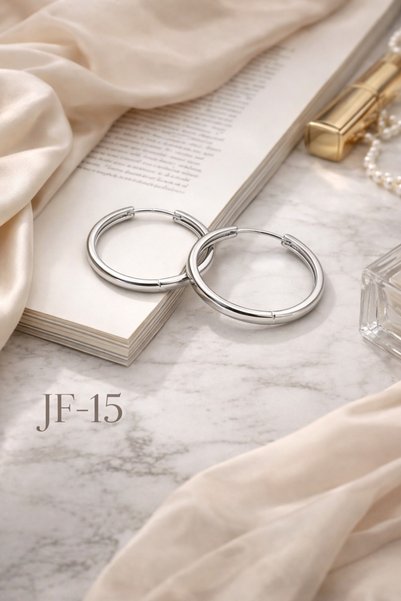 Women's Gray Color Stainless Steel Hoop Earrings Daily Simple Model