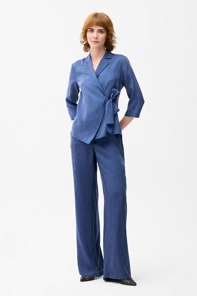 Elastic Waist Pocketed Loose Pants