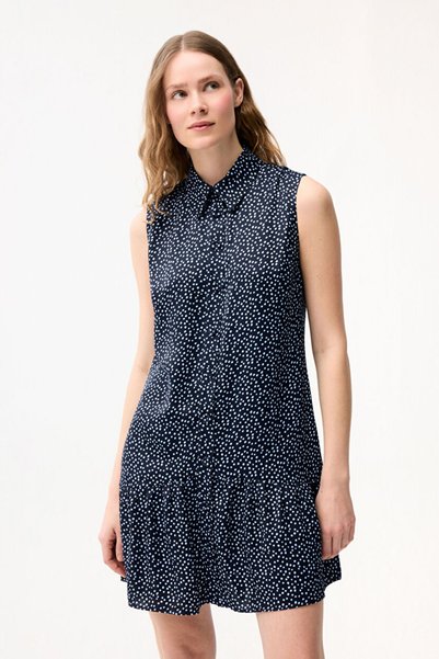 Polka Dot Pcs Sleeveless Pleated Dress