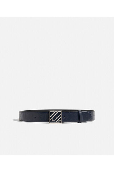 Leather Belt with Monogram Buckle