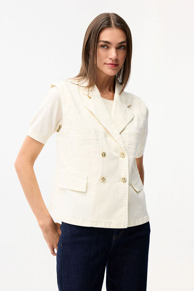 Double-Breasted Denim Vest