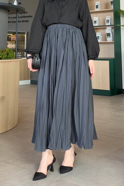 Kraşlı Hijab Skirt Anthracite