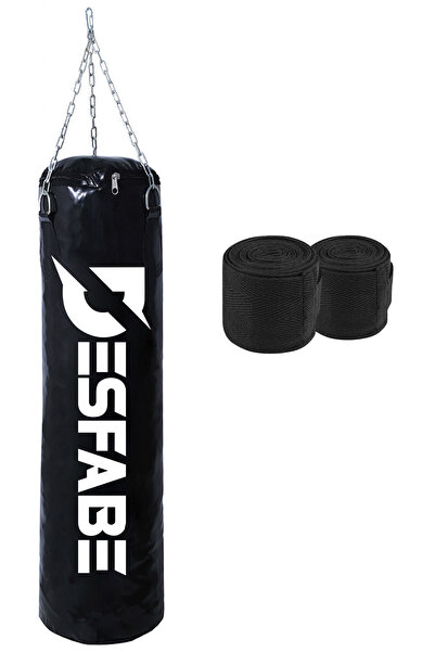 Boxing Star 70x25 Cm боксерска вреќа со синџири црна+бандаж за раце