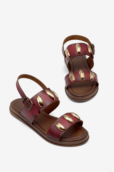 Women's Red Thermo Sole Buckled Single Strap Sandals