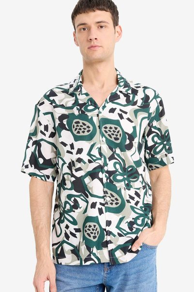 Regular Fit Apache Collar Patterned Short Sleeve Shirt E4781Ax25Sm