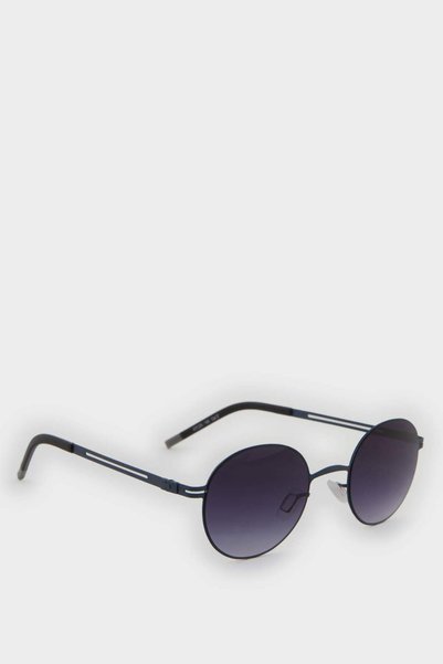 Men's Round Smoked Metal Frame Smoked Glass Uv Sunglasses F0495Axns