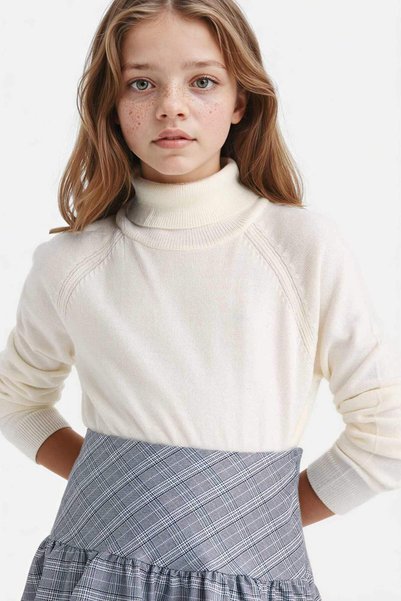 Turtleneck Knitwear Sweater for Girls R1953A623Wn