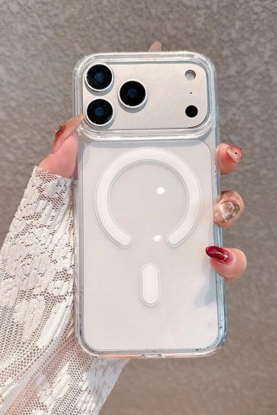 Apple iPhone 17 Pro Max / 18 Pro Max Compatible Transparent Magsafe Case Shock-Absorbing Silicone, Camera Protected, Magnetic