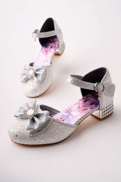 DİANCİE Glitter Bow Detail Jeweled Girls' Heeled Formal Shoes