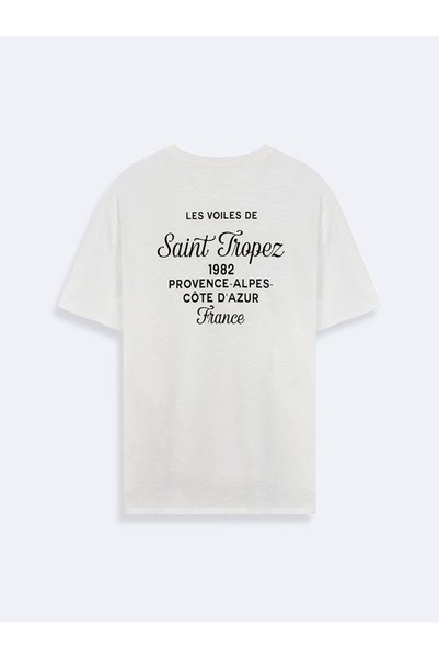Slogan Printed Relaxed White T-Shirt