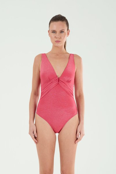 M22013 Leather N V-Neck Swimsuit with Accessories