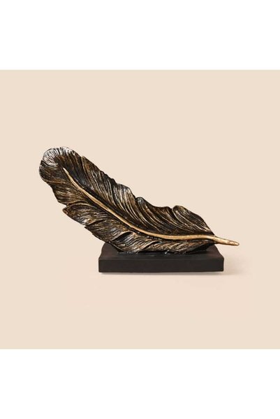 Deco Horizontal Feather Decorative Object - Black / Gold