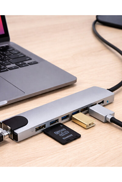 USB C мулти-порт адаптер HDMI USB Ethernet SD картичка Hub -