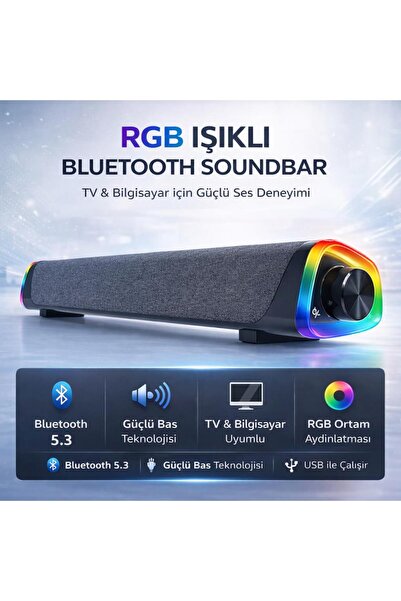 RGB звучник со Bluetooth 5.3 за десктоп, ТВ, компјутер, саундбар аудио систем