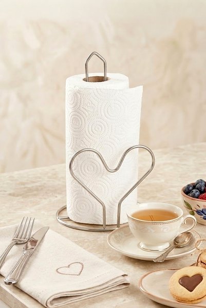 Heart Figured Stainless Metal Napkin Holder-Roll Paper Towel Holder 26 cm