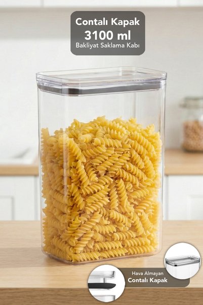 Pure Rectangular Storage Container - Airtight Transparent Mica Flour and Grain Container with Seal 3100ml