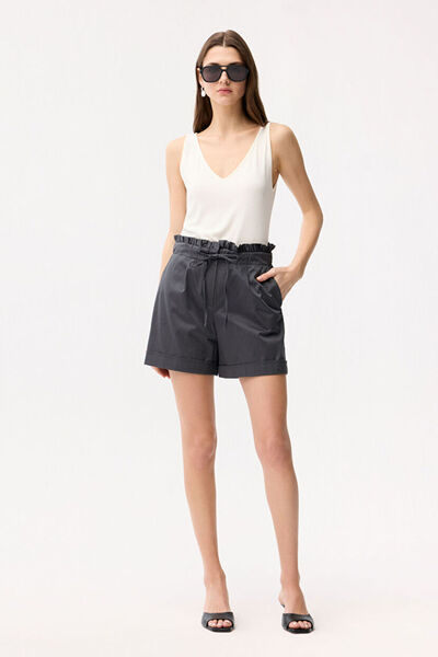 Frilly Waist Front Lace up Shorts