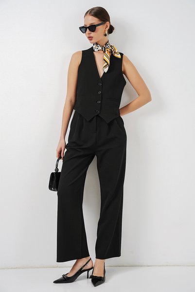 Women's Vest Pants Double Suit 30091 - Black