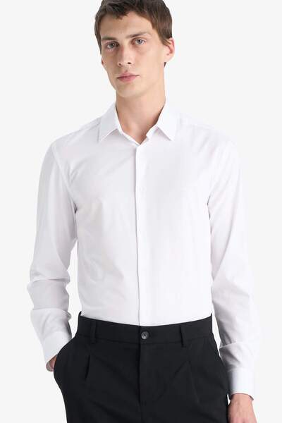 Дишлива лесна за пеглање Slim Fit основна кошула F9884AX26SP