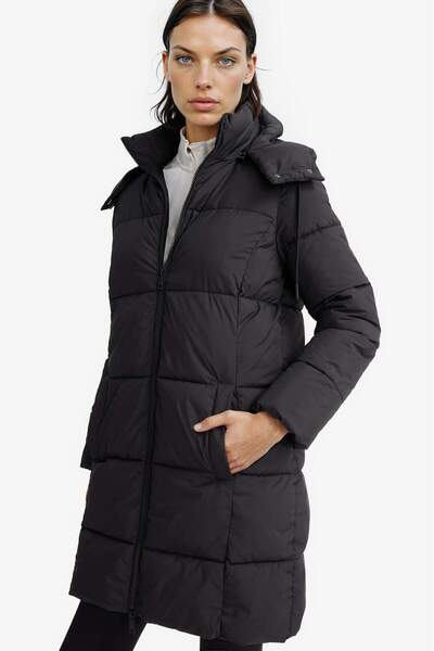 Warm Water Repellent Regular Fit Hooded Zippered Long Coat E8703Ax25Wn