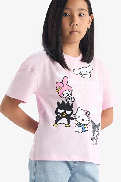 Hello Kitty маичка со кратки ракави и тркалезен израз за девојчиња F5389A825HS