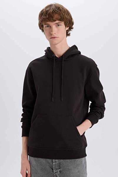 Regular Fit маица со качулка, со кенгур џеб, со мека поларна постава, основна, еднобојна X8283AZ24AU