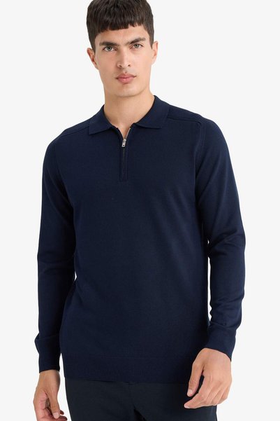 Standard Fit Polo Collar Half Zipper Premium Knitwear Sweater D0621Ax24Au