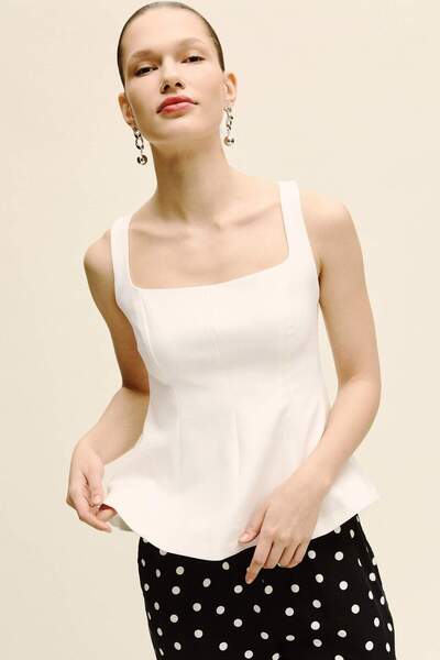 Fitted Square Neck Crepe Strap Blouse H1571Ax26Sp