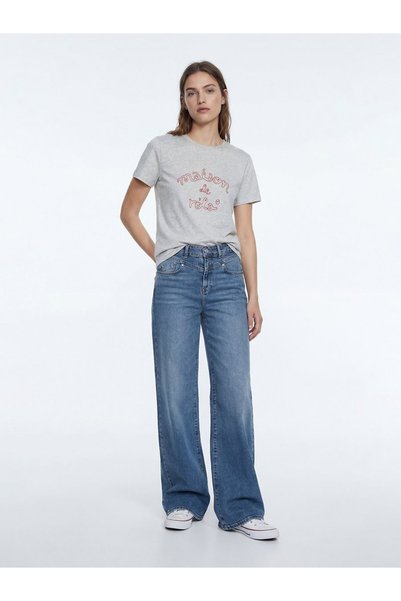 Embroidered Relaxed Gray T-Shirt