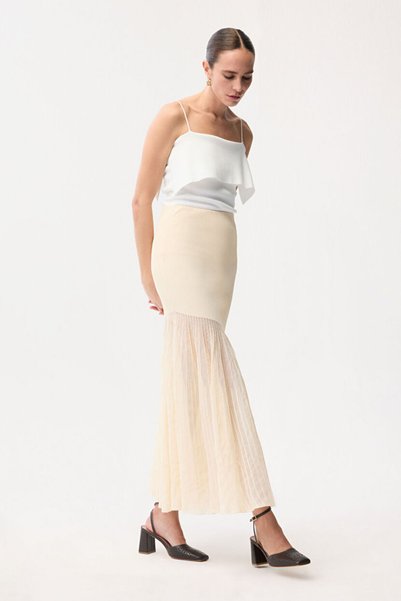 Knitted Skirt with Tulle Detail