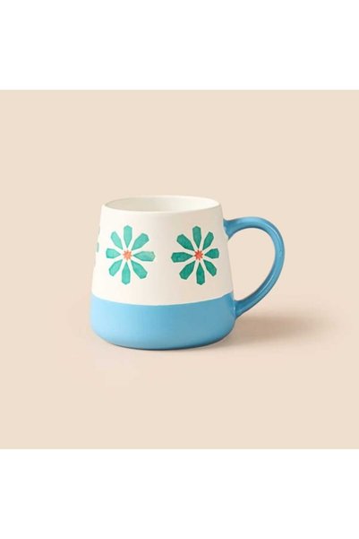 Kitchen Blue Floral Ceramic Mug - White - 500 ml