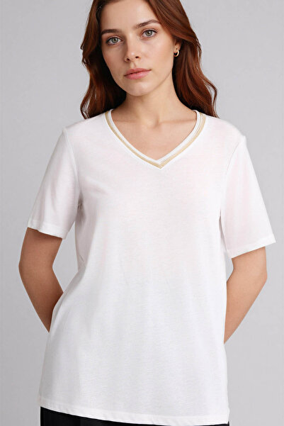 Regular Fit маица со V-израз и кратки ракави F2770AX26SP
