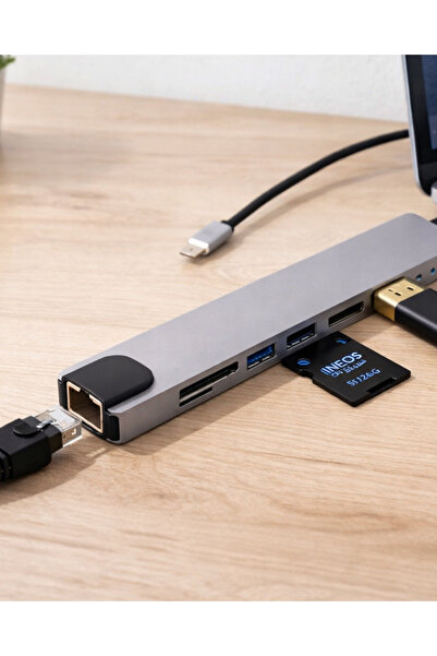 Мултифункционален Type C Hub USB HDMI Ethernet читач на картички -