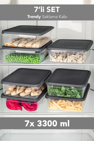 7-Piece Trendy Refrigerator Organizer - Organizer Storage Container Suitable for Microwave and Freezer 3300ml
