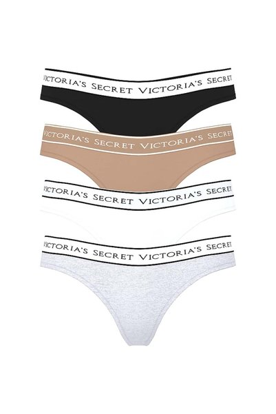 4 Pack Cotton Thong with Logo