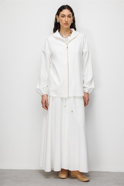 Hooded White Bomber Jacket