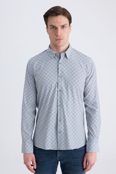 Slim Fit Stone Printed Shirt