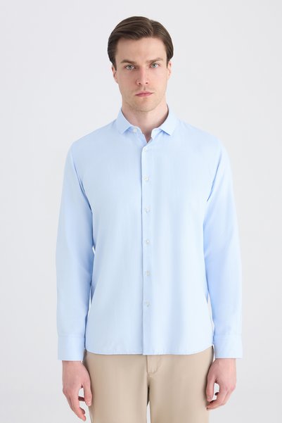 Slim Fit Blue Dobby Shirt