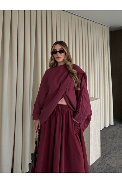 Burgundy Flying Cape Poncho - 0901