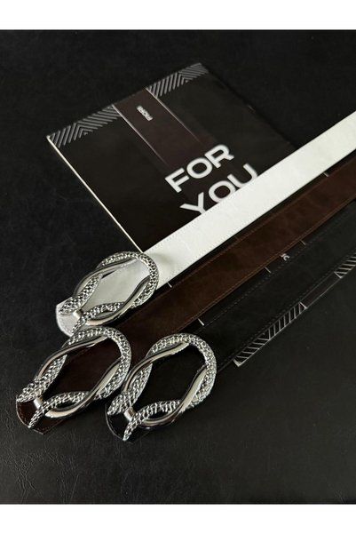 3-Pack Snake Silver Buckle Women's Trouser Belt, Jacket Belt, Dress Belt, Shirt Belt