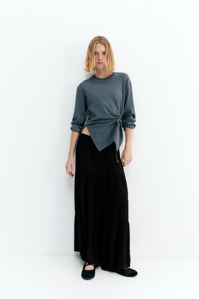 Panel Detailed Midi Skirt