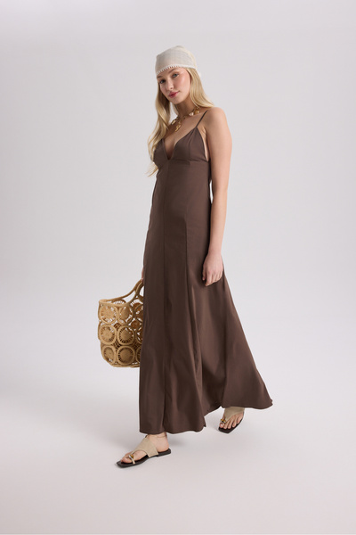 Onella Strappy Brown Long Dress