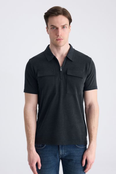 Slim Fit Black Plain Modal T-Shirt