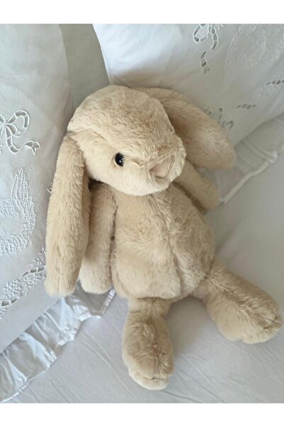 Детска плишана перница за спиење и игра со симпатично зајаче, беж 45 cm