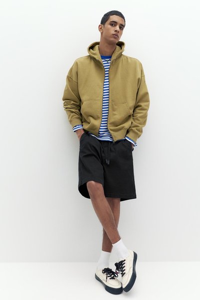 Elastic-Waisted Bermuda Shorts