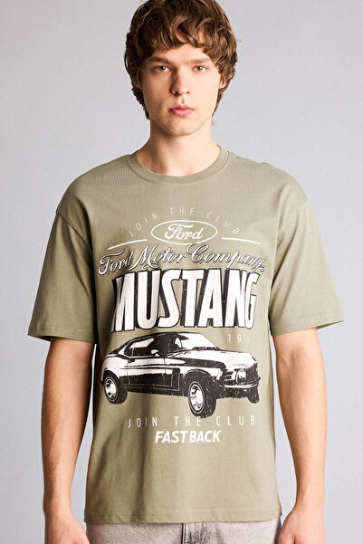 100% памучна Ford Motor Company Boxy Fit маица со принт F9776AX26SP