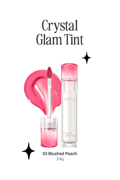 Интензивен сјаен тинт што не лепи, CLIO Crystal Glam Tint (03 Blushed Peach)