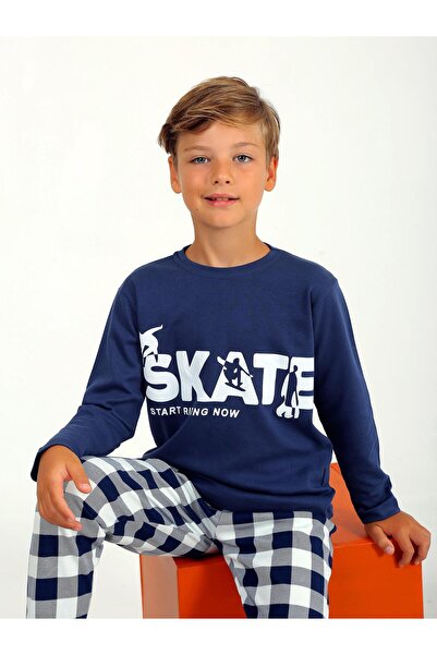 Машка детска пижама со долги ракави 100% памук Star Skate