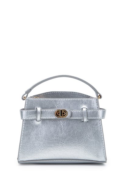 Lock Accessory Belt Detail Jessie Women's Crossbody Bag Silver